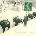 Ballon-de-Servance-La-montee-des-vivres-en-hiver-avec-mulet-1918 r