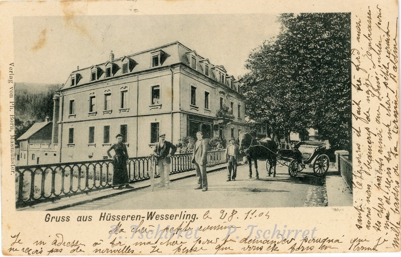 Husseren-vue-vers-pont-de-la-Thur-et-Restaurant-1907-r