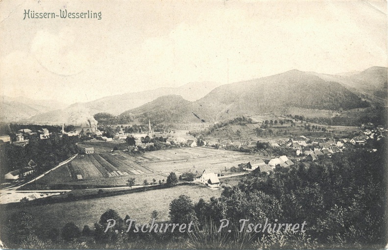 Husseren-vue-du-chateau-eau-vers-eglise-1905